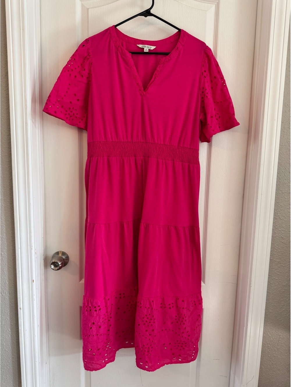 The Pioneer Woman Pink Eyelet Sleeve Midi Dress XL